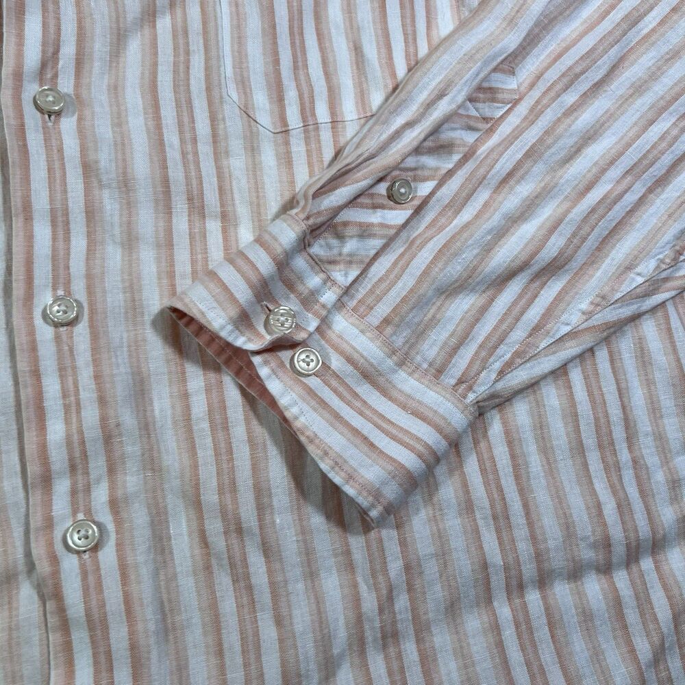 Tommy Bahama 100% Linen Button Front Long Sleeve Vertical Stripe Shirt Men's 4XT - Picture 8 of 11